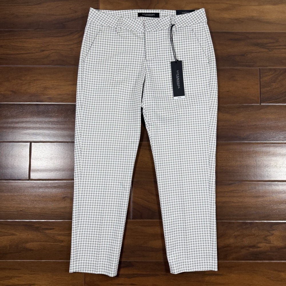 Liverpool Size 6 / 28 Petite Gray White Philip Straight Ankle Trouser Pants